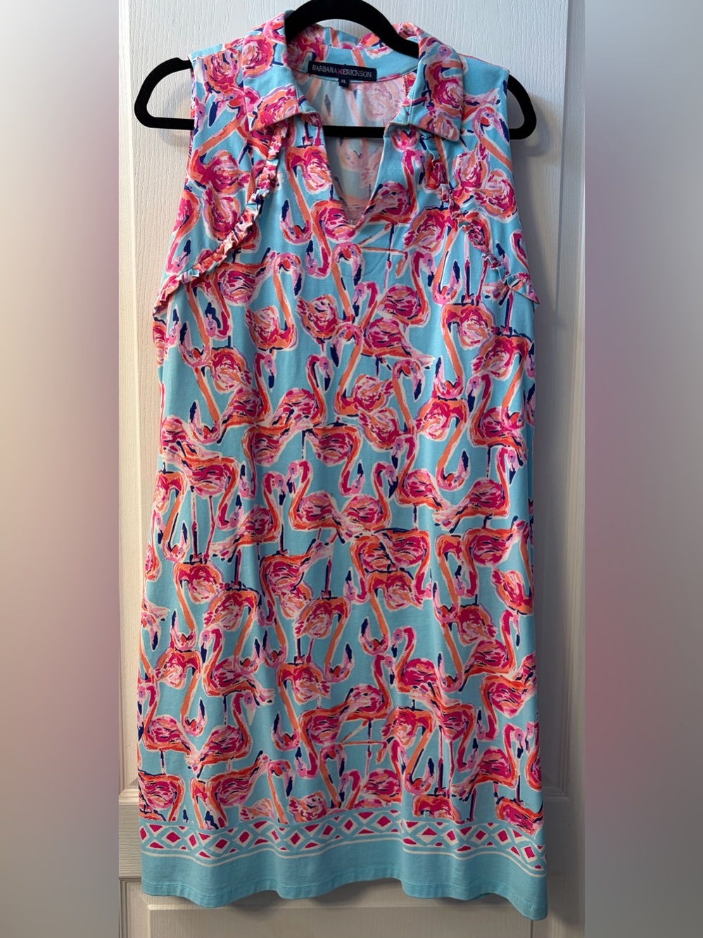 Barbara Erickson Sleeveless Flamingo-Print Dress Size XL